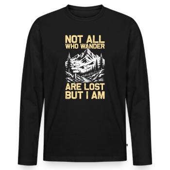 Not all who wander Hiking Mountains Mountaineering - Men's Premium Organic Long Sleeve Shirt - black - Front - Nico (187cm)