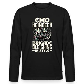Emo Reindeer Brigade traîneau dans le style Emocore - T-shirt manches longues Premium bio Homme - noir - Devant - Nico (187cm)