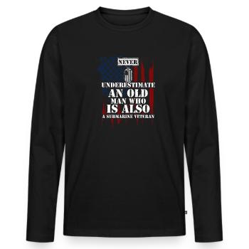 Never Underestimate An Old Man W... - Männer Premium Bio Langarmshirt - Schwarz - Vorne - Nico (187cm)