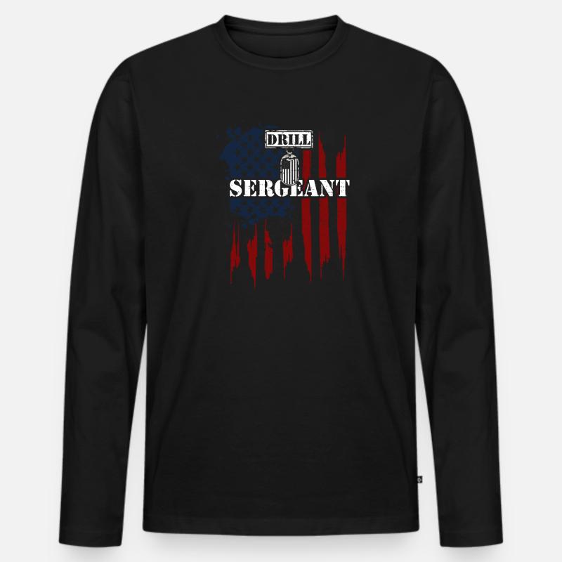 Drill Sergeant - Veteran - Männer Premium Bio Langarmshirt - Schwarz