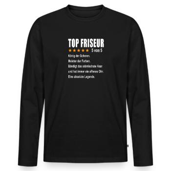 Top Friseur - Männer Premium Bio Langarmshirt - Schwarz - Vorne - Nico (187cm)