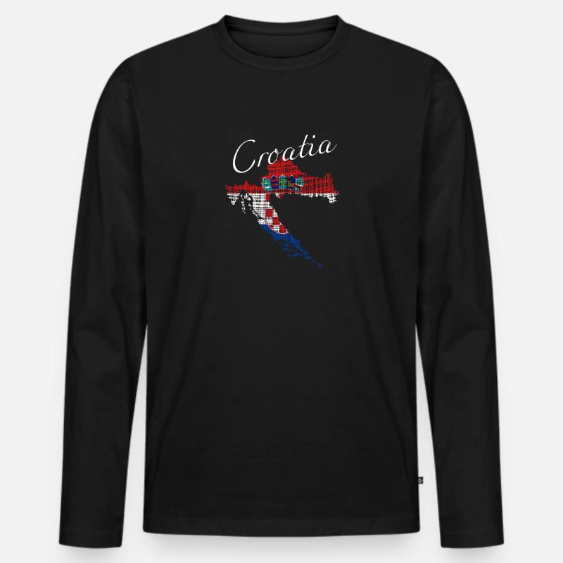 Croatia - Männer Premium Bio Langarmshirt - Schwarz