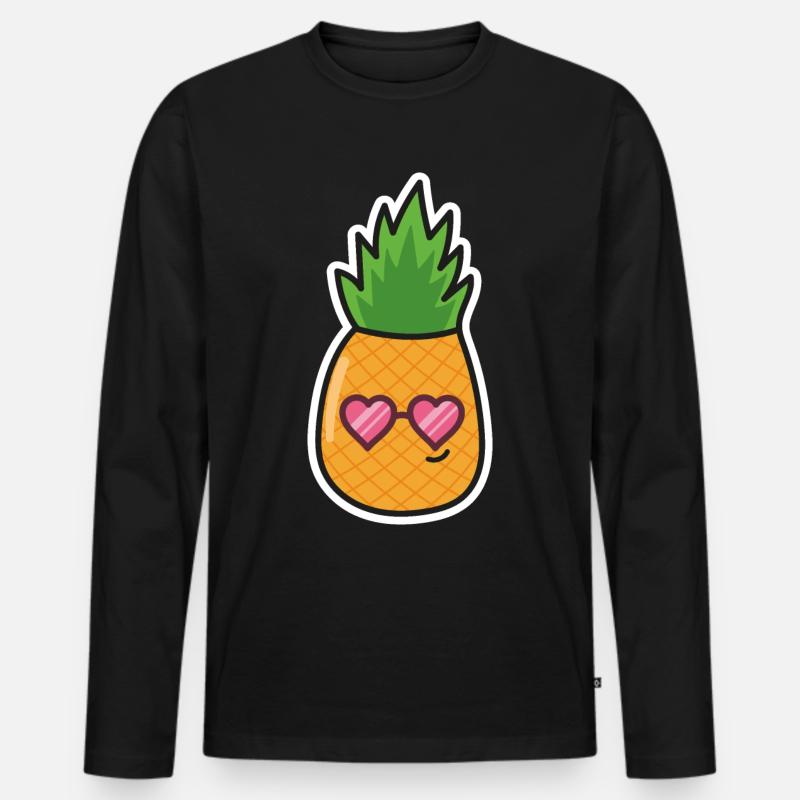 Ananas - Männer Premium Bio Langarmshirt - Schwarz
