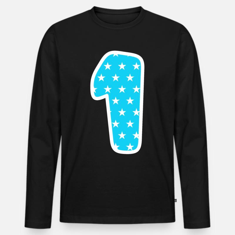 Zahl 1 - Männer Premium Bio Langarmshirt - Schwarz