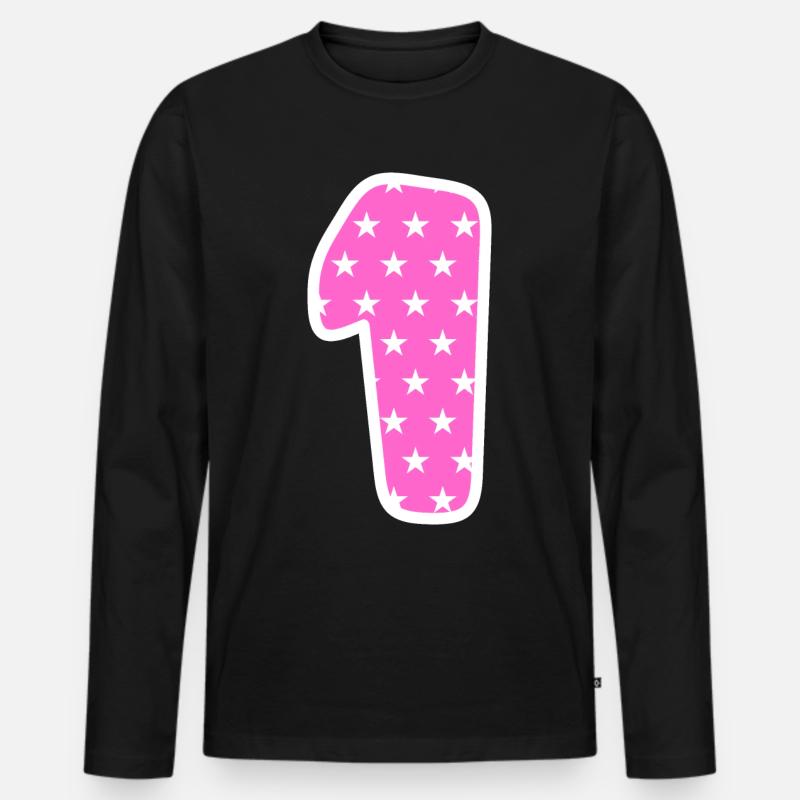 Eins - Männer Premium Bio Langarmshirt - Schwarz
