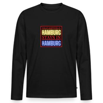 Hamburg - Männer Premium Bio Langarmshirt - Schwarz - Vorne - Nico (187cm)