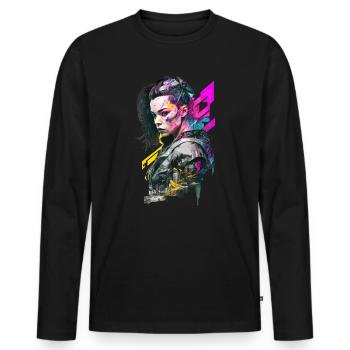 No105 - Männer Premium Bio Langarmshirt - Schwarz - Vorne - Nico (187cm)