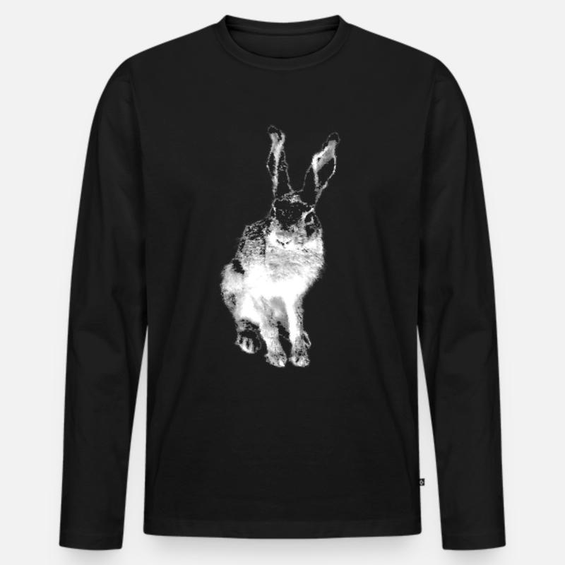 Hase - Männer Premium Bio Langarmshirt - Schwarz