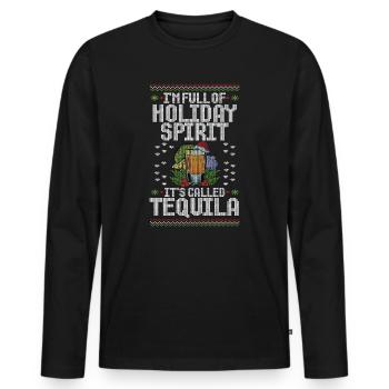 Noël, je suis plein de tequila des fêtes - T-shirt manches longues Premium bio Homme - noir - Devant - Nico (187cm)