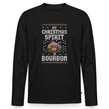 Noël Hommes Humour Noël Bourbon - T-shirt manches longues Premium bio Homme - noir - Devant - Nico (187cm)