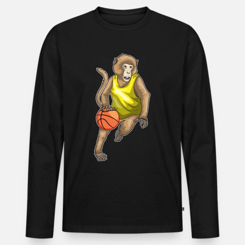 Singe Basketteur Basketteur - T-shirt manches longues Premium bio Homme - noir
