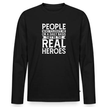 Sarcasm Humor Irony Cynic Saying - Men's Premium Organic Long Sleeve Shirt - black - Front - Nico (187cm)