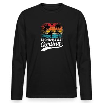 Malibu Surfing California Surfer Beach - T-shirt manches longues Premium bio Homme - noir - Devant - Nico (187cm)