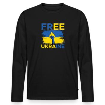 Ukraine Peace Flag No War - Men's Premium Organic Long Sleeve Shirt - black - Front - Nico (187cm)
