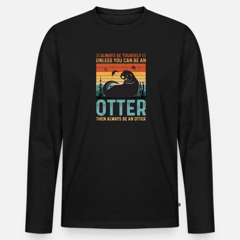 SEI EIN OTTER Otter Merch Süßer Otter Kinder - Männer Premium Bio Langarmshirt - Schwarz