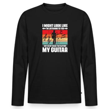 Guitariste Guitariste Guitariste Guitariste Musiciens Musique - T-shirt manches longues Premium bio Homme - noir - Devant - Nico (187cm)