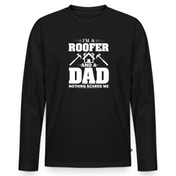 Papa Couvreur Père Toiture Artisanat Toiture Toiture - T-shirt manches longues Premium bio Homme - noir - Devant - Nico (187cm)