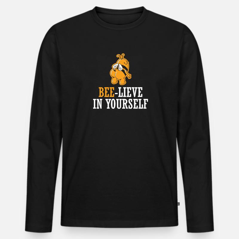 Biene - Männer Premium Bio Langarmshirt - Schwarz