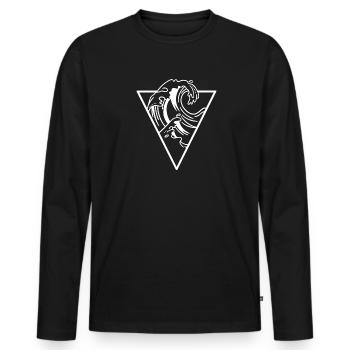 vague - T-shirt manches longues Premium bio Homme - noir - Devant - Nico (187cm)