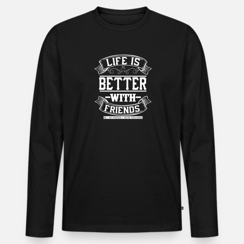 Beste Freunde Leben - Männer Premium Bio Langarmshirt - Schwarz