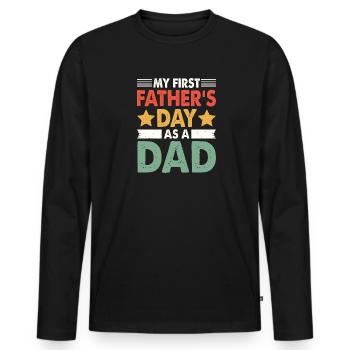 Erster Vatertag - Männer Premium Bio Langarmshirt - Schwarz - Vorne - Nico (187cm)