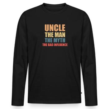 Meilleur oncle Bad Influence Cadeau de famille - T-shirt manches longues Premium bio Homme - noir - Devant - Nico (187cm)