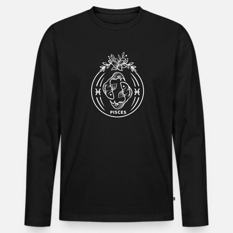 Sternzeichen Fisch Sternbild Astrologie Geschenk - Männer Premium Bio Langarmshirt - Schwarz