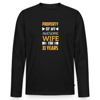 31 Years Married Linden Wedding Gift - Men's Premium Organic Long Sleeve Shirt - black - Front - Nico (187cm)