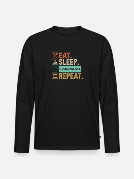 Krydsord Løs Hobby Quiz Læs - Premium økologisk langærmet T-shirt til mænd - sort