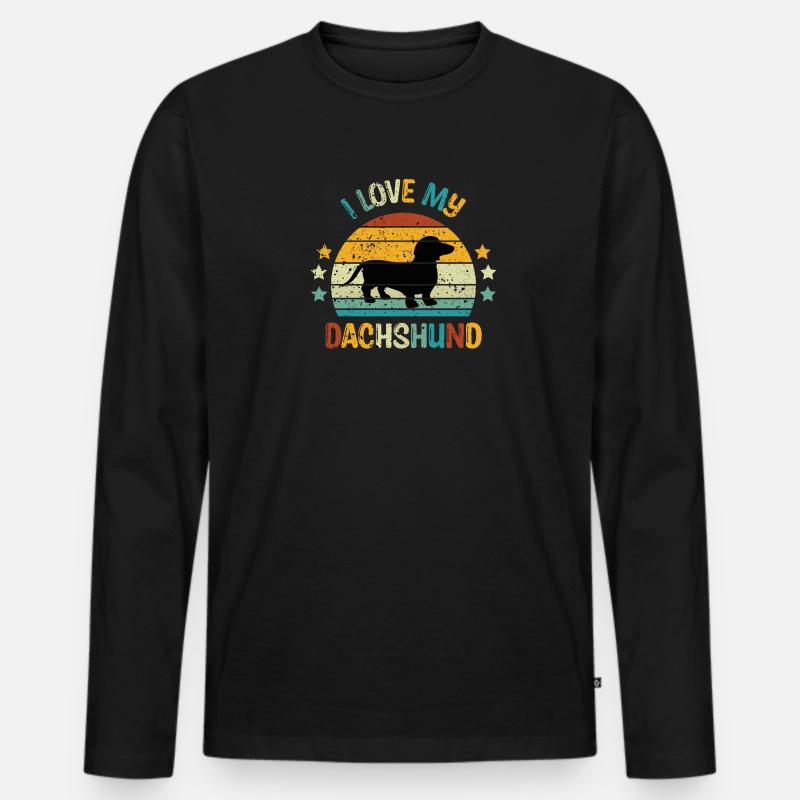 Hunderasse Dachshund Hundehalter Geschenk - Männer Premium Bio Langarmshirt - Schwarz