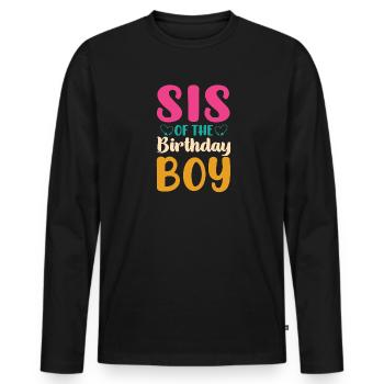 Sœur Anniversaire Garçon Célébration Garçon - T-shirt manches longues Premium bio Homme - noir - Devant - Nico (187cm)