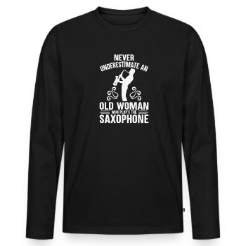 Saxophone Saxophone Saxophone Saxophone Music Saxophone Player - Men's Premium Organic Long Sleeve Shirt - black - Front - Nico (187cm)