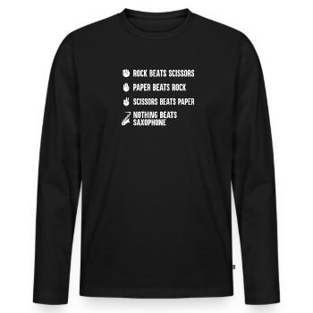 Saxophone Saxophone Saxophone Saxophone Music Saxophone Player - Men's Premium Organic Long Sleeve Shirt - black - Front - Nico (187cm)