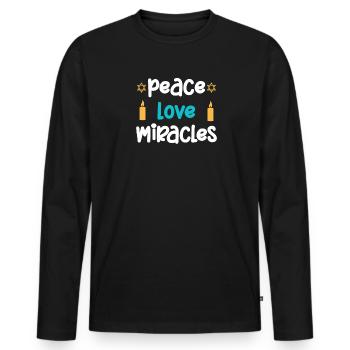 Happy Hanukkah Judaism Jews Jewish yev Hanukah - Men's Premium Organic Long Sleeve Shirt - black - Front - Nico (187cm)
