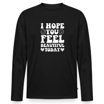 positive thoughts positive life - Men's Premium Organic Long Sleeve Shirt - black - Front - Nico (187cm)