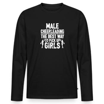 Cheerleader Geschenk Cheerleading Cheer Cheerdance - Männer Premium Bio Langarmshirt - Schwarz - Vorne - Nico (187cm)