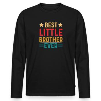 kleiner Bruder - Männer Premium Bio Langarmshirt - Schwarz - Vorne - Nico (187cm)