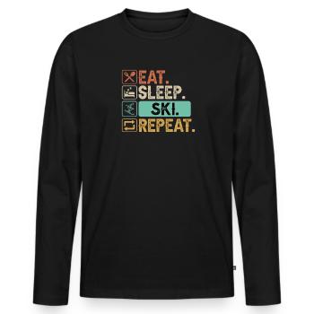 Skieurs Montagnes Descente Ski Sport Skis Ski Ski - T-shirt manches longues Premium bio Homme - noir - Devant - Nico (187cm)