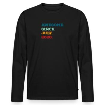 Juillet 2020- Anniversaire en juillet - T-shirt manches longues Premium bio Homme - noir - Devant - Nico (187cm)