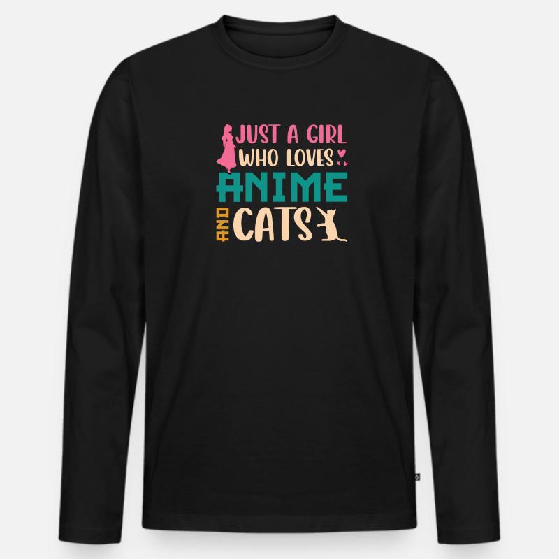 ANIME KATZEN Mädchen - Männer Premium Bio Langarmshirt - Schwarz