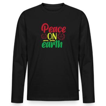 Paix Paix Amour Paix Mondiale Paix - T-shirt manches longues Premium bio Homme - noir - Devant - Nico (187cm)