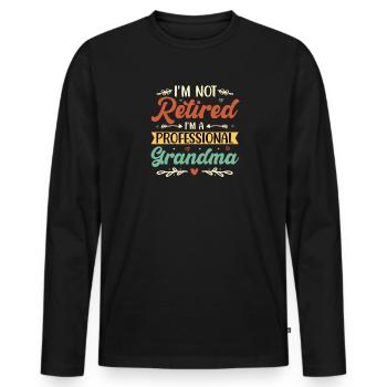 Grandma Pensioner Grandma Grandson Granddaughter Grandma - Men's Premium Organic Long Sleeve Shirt - black - Front - Nico (187cm)