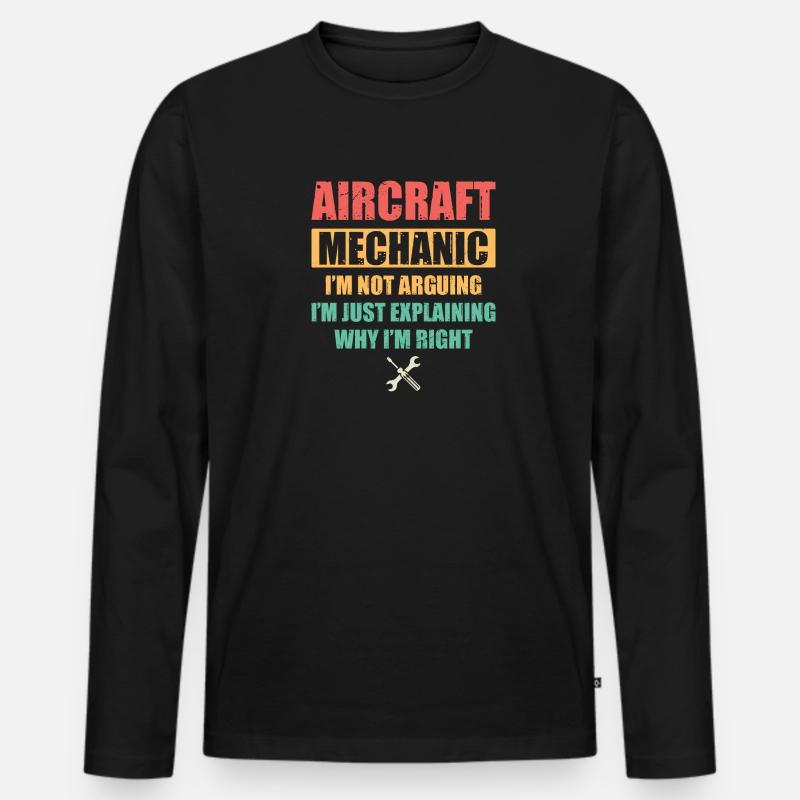 Flugzeugmechaniker Mechnaiker Held Flugzeug - Männer Premium Bio Langarmshirt - Schwarz