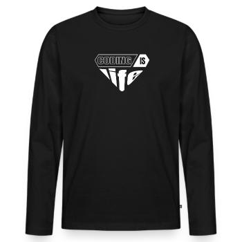 Cadeau de programmeur développeur de logiciels - T-shirt manches longues Premium bio Homme - noir - Devant - Nico (187cm)