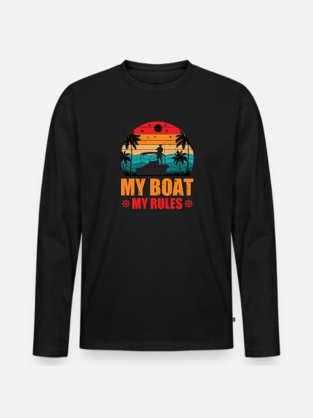 Captain Boat Ship Gift - Men's Premium Organic Long Sleeve Shirt - black