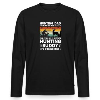Hunter Papa Son Père Chasse Chasse - T-shirt manches longues Premium bio Homme - noir - Devant - Nico (187cm)