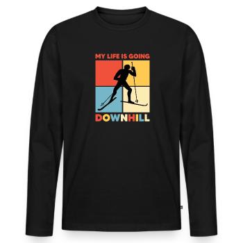 Skispringer Skispringen Wintersport Extremsport - Männer Premium Bio Langarmshirt - Schwarz - Vorne - Nico (187cm)