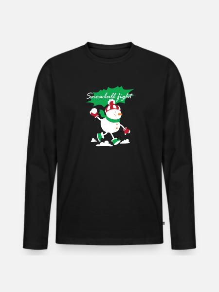 Kinder Schneeballschlacht Schnee Schneeball - Männer Premium Bio Langarmshirt - Schwarz
