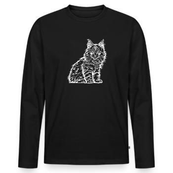Maine Coon Cat Cat Pet House Tiger - Men's Premium Organic Long Sleeve Shirt - black - Front - Nico (187cm)