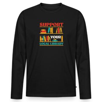 Bibliothek Bibliothekar Lesen - Männer Premium Bio Langarmshirt - Schwarz - Vorne - Nico (187cm)